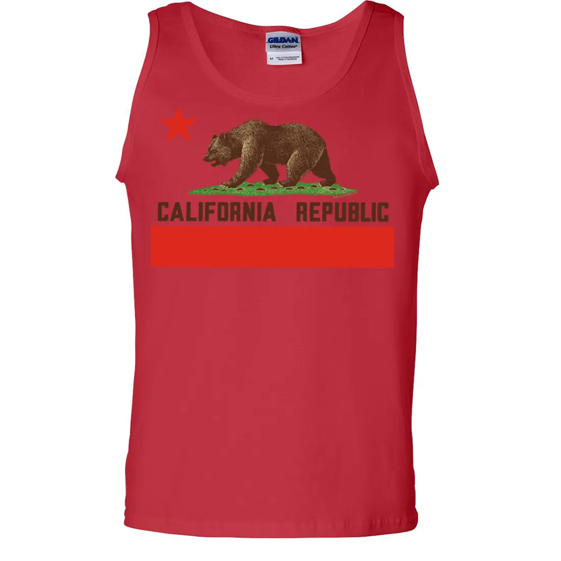 Don Pimentel California Republic Bear Flag Brown Text Asst Colors Tank Top