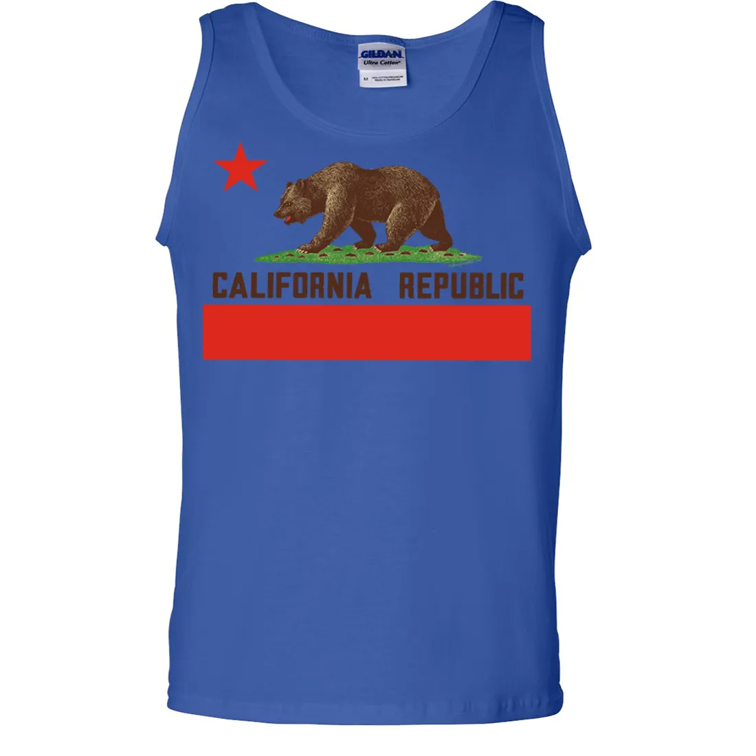 Don Pimentel California Republic Bear Flag Brown Text Asst Colors Tank Top