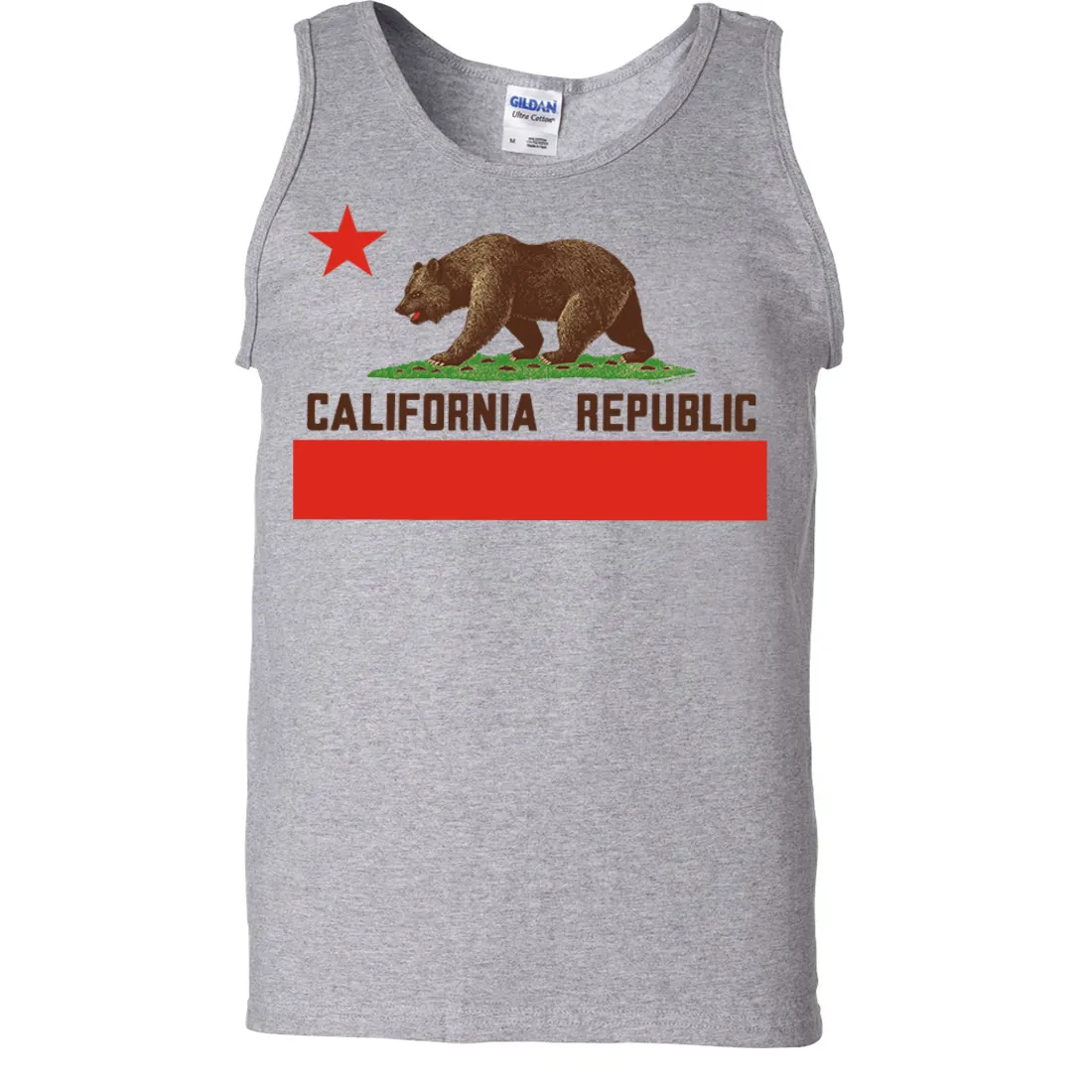 Don Pimentel California Republic Bear Flag Brown Text Asst Colors Tank Top