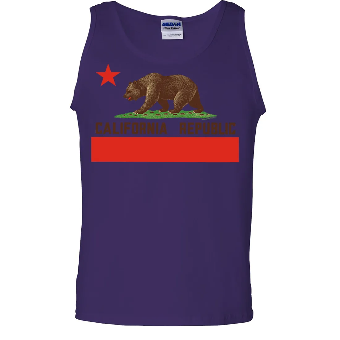 Don Pimentel California Republic Bear Flag Brown Text Asst Colors Tank Top