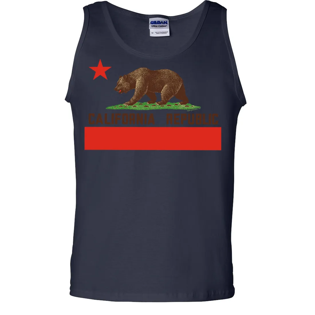 Don Pimentel California Republic Bear Flag Brown Text Asst Colors Tank Top