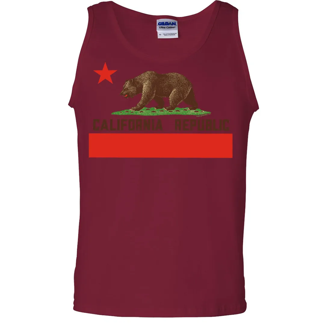 Don Pimentel California Republic Bear Flag Brown Text Asst Colors Tank Top