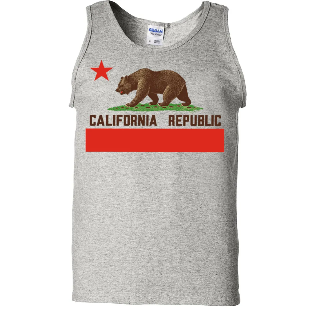 Don Pimentel California Republic Bear Flag Brown Text Asst Colors Tank Top