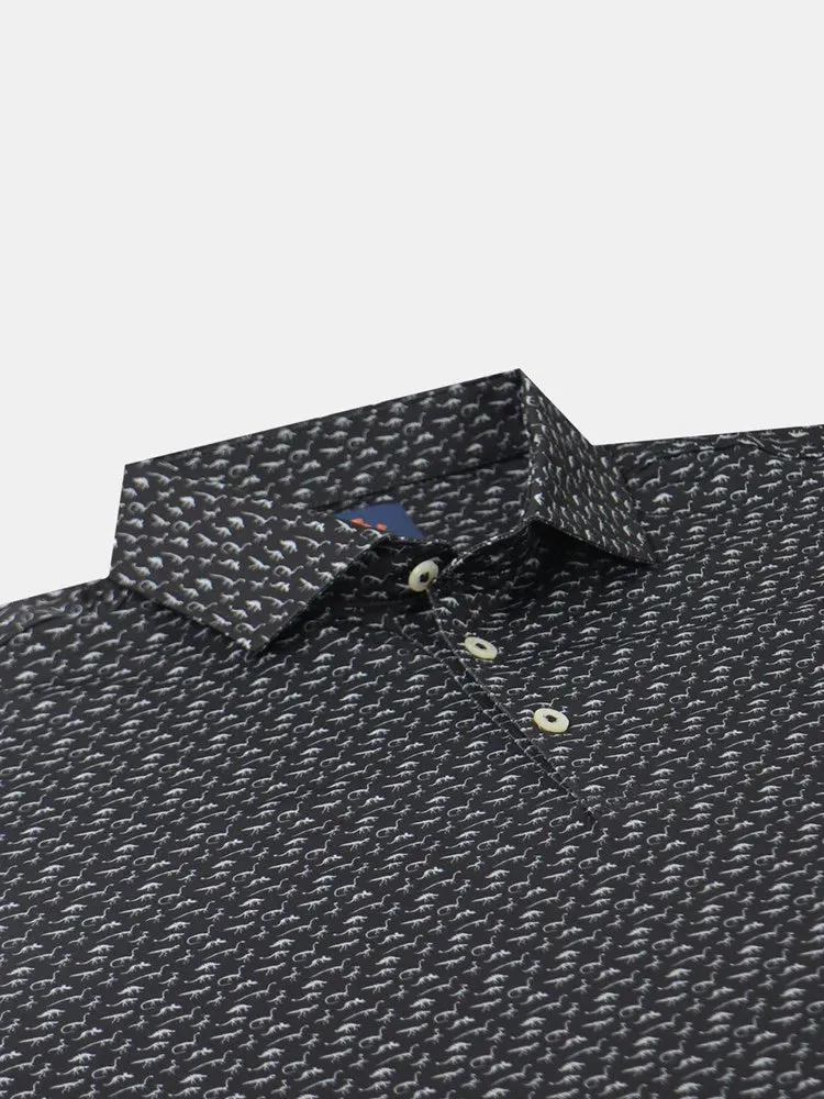Donald Ross Mens Sport Fit Angus Polo - BLACK/QUARRY