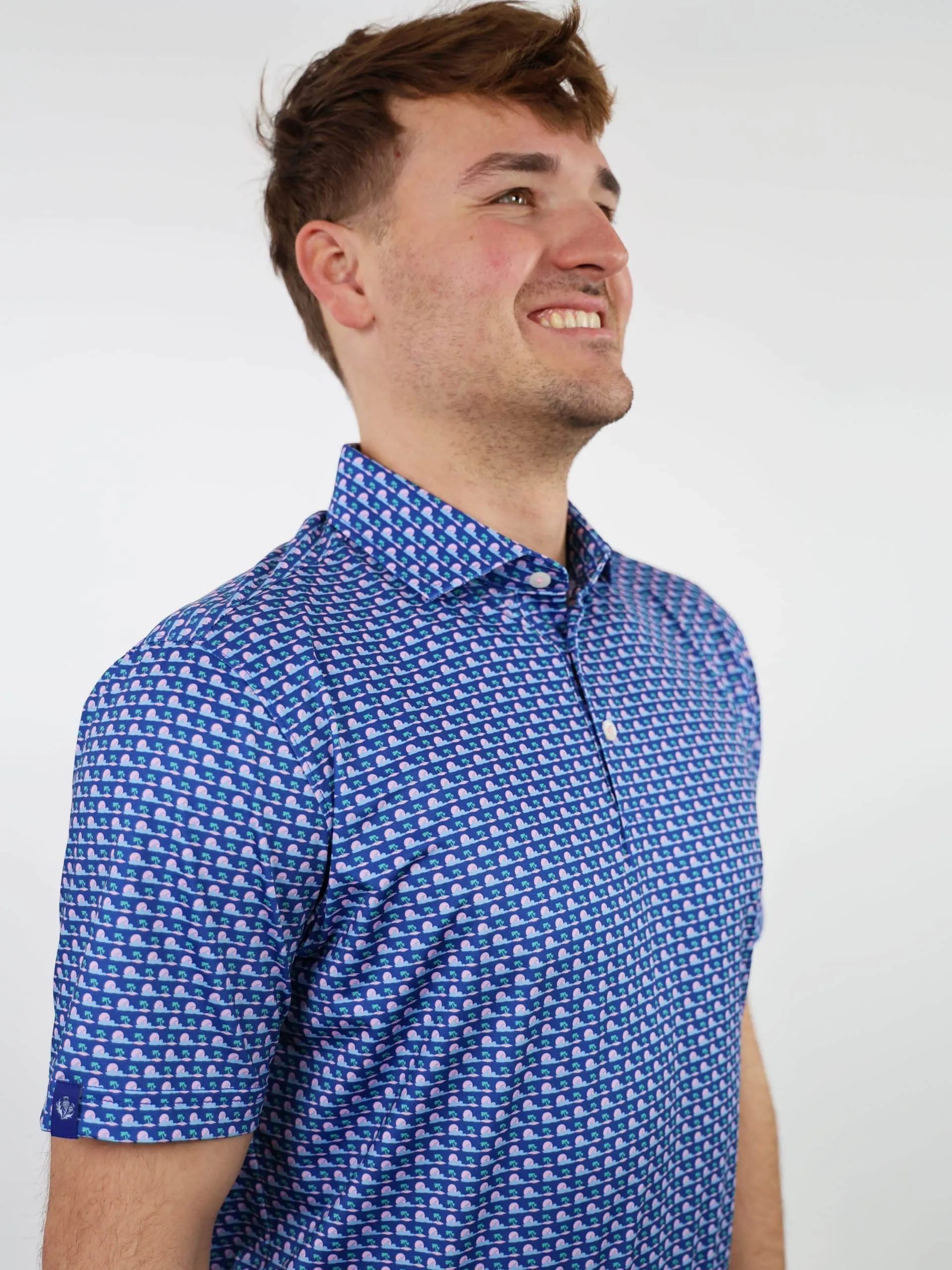 Donald Ross Mens Sport Fit ROLAND Polo - NAVY MULTI