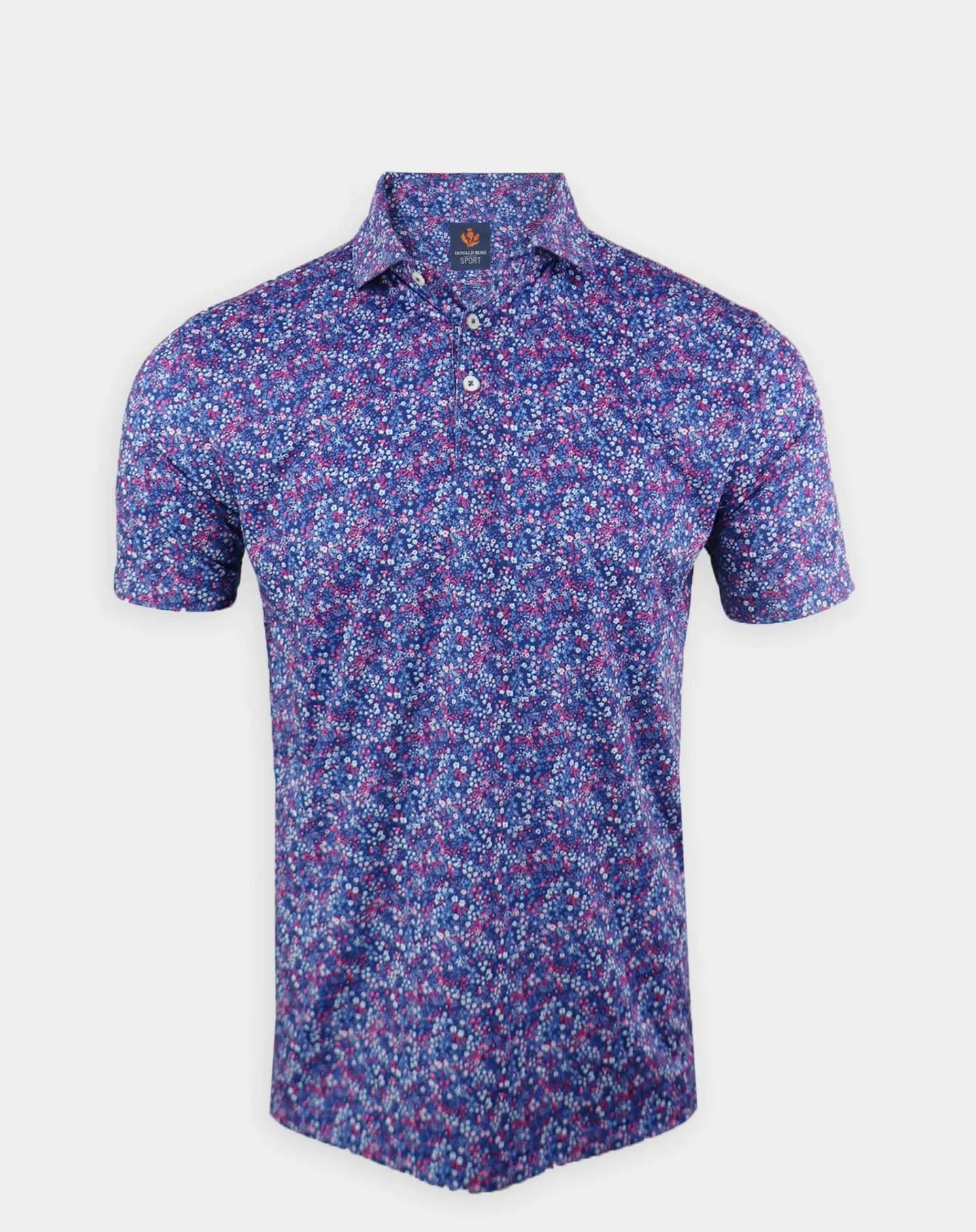 Donald Ross Mens Sport Fit Sully Floral Print Jersey Polo - NAVY MULTI