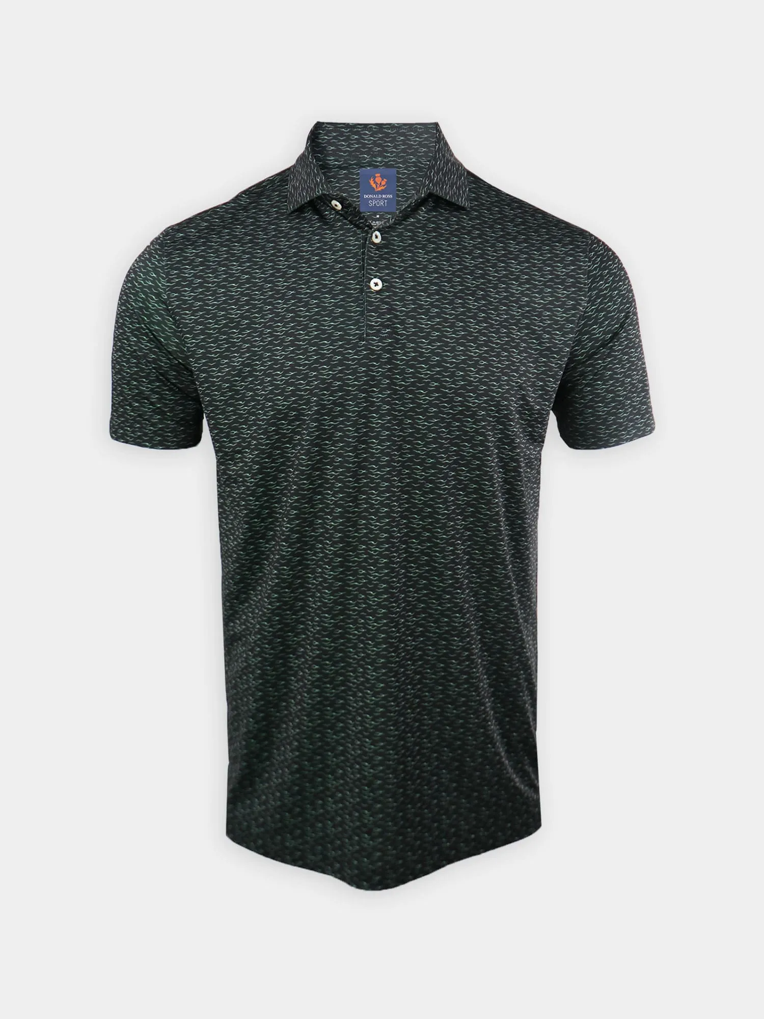 Donald Ross Mens Sport Fit Sutton Waves Print Polo - BLACK/MEADOW
