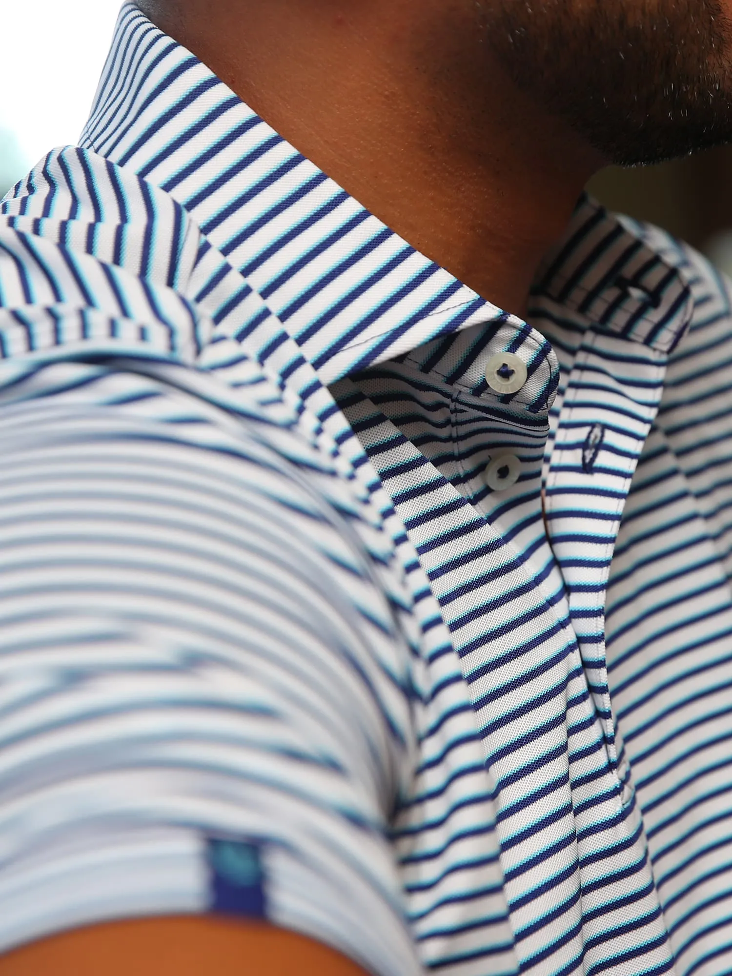 Donald Ross Sport Fit Mens Short Sleeve Brodie Polo - NAVY/WHITE/LAGOON
