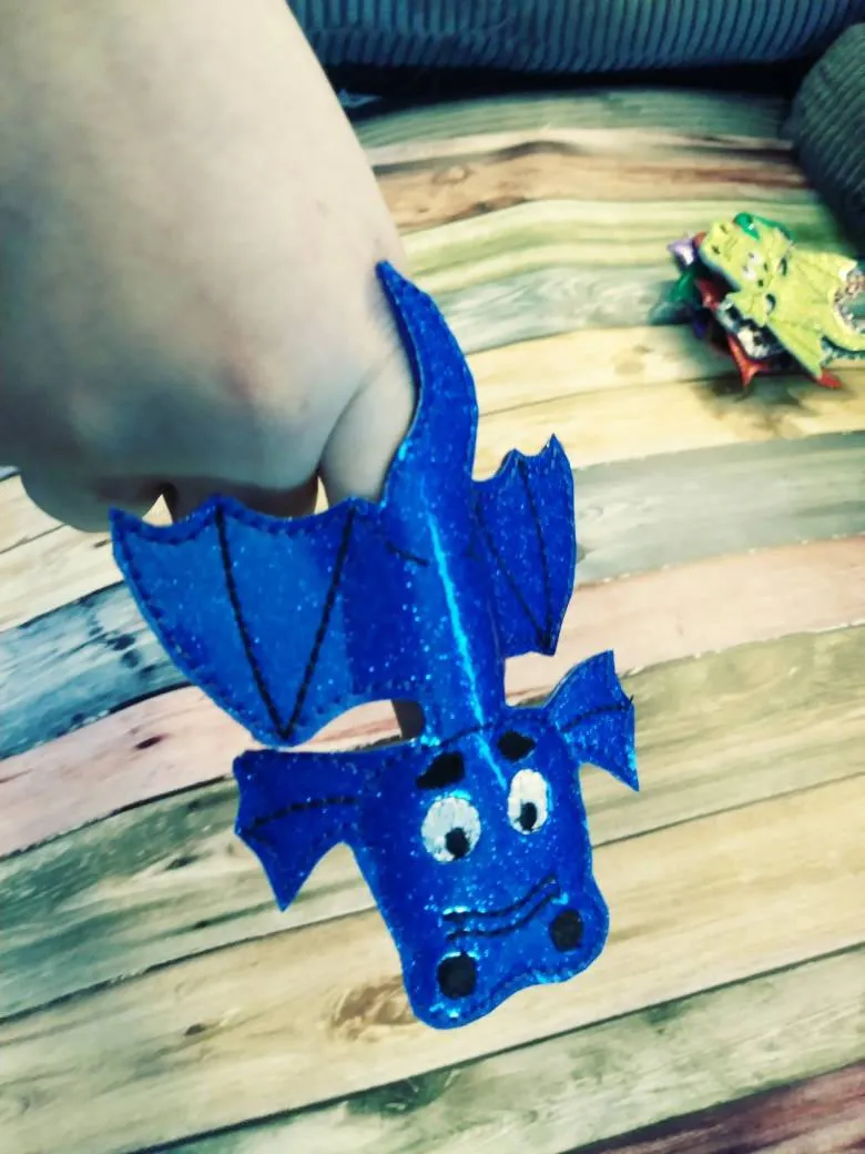 Dragon finger puppet - fantasy finger puppet - dragon pencil topper - birthday party favor -  Easter Basket Filler - Easter basket stuffer