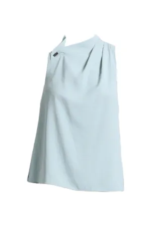 Drape Sleeveless Blouse in Blue