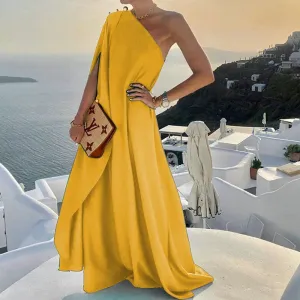 Draped Elegance™ | Women's One-Shoulder Maxi Dress | Lightweight Fabric, Flowing Design & Comfortable Fit