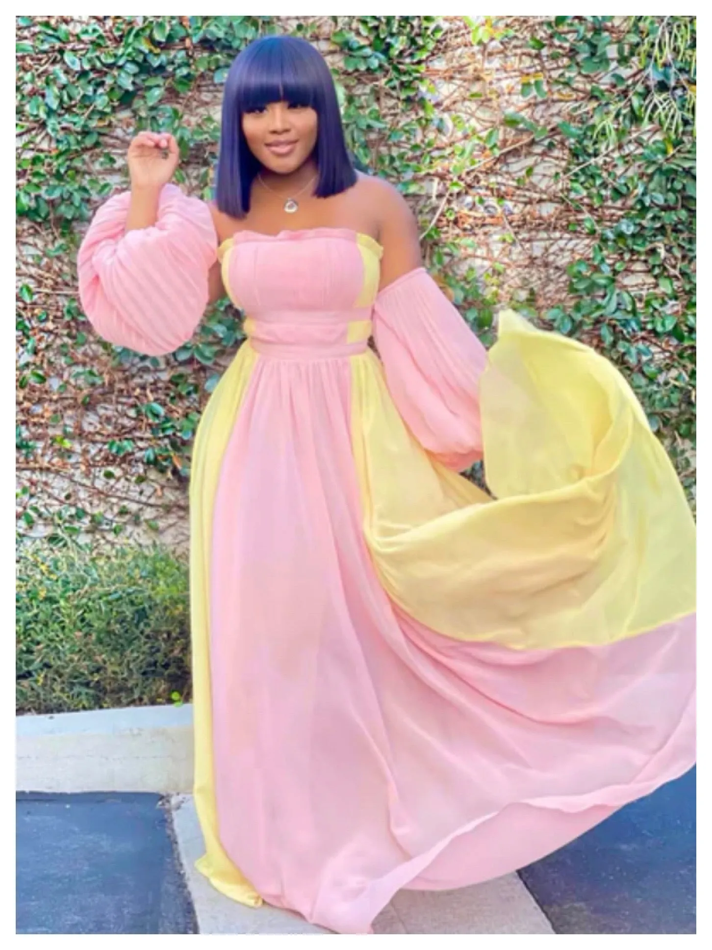 Dream Clouds Color Block Maxi Dress
