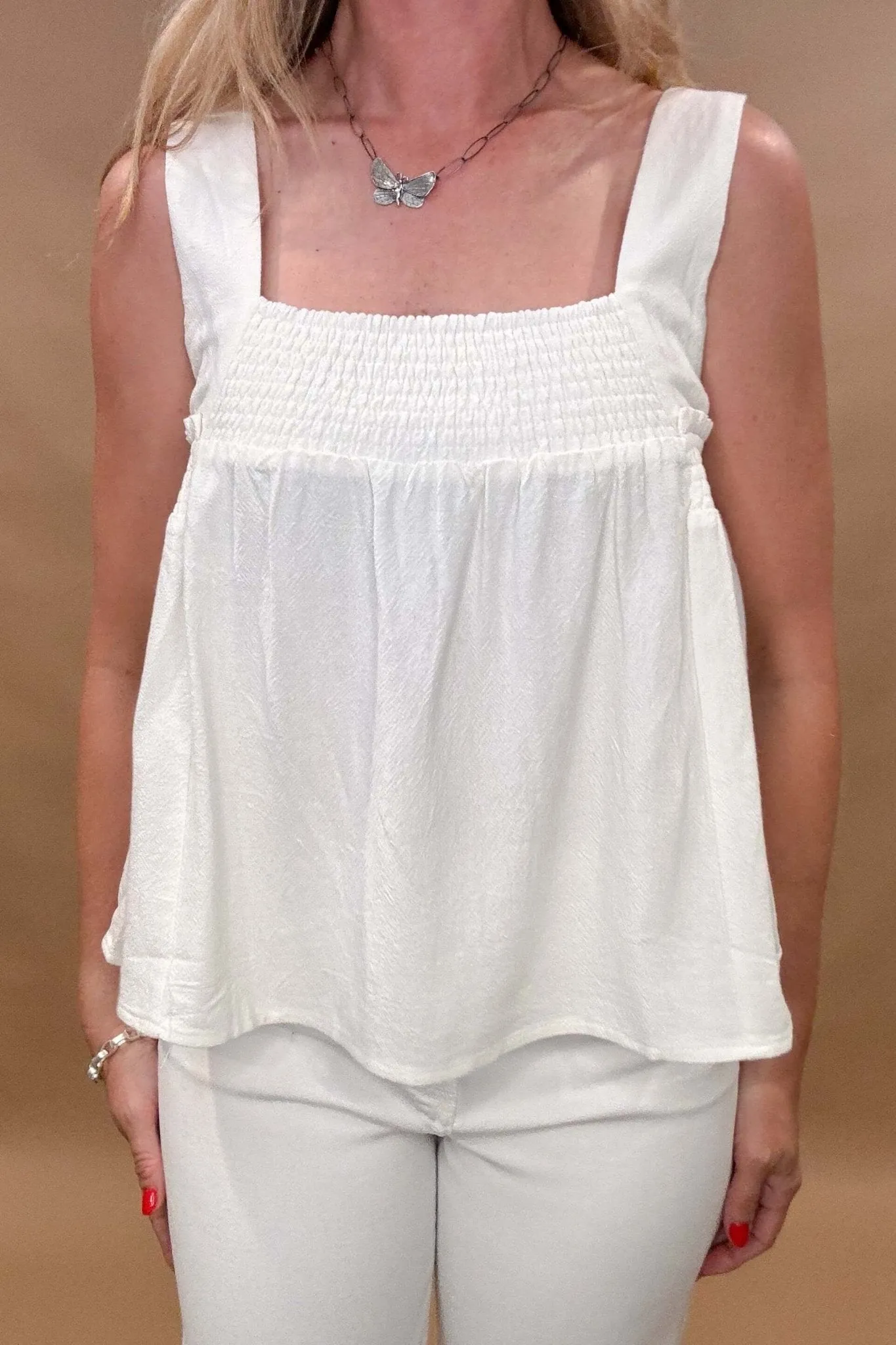 Ecru Sleeveless Boho Top