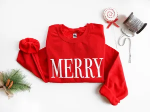 Embossed Red Merry Christmas Crewneck
