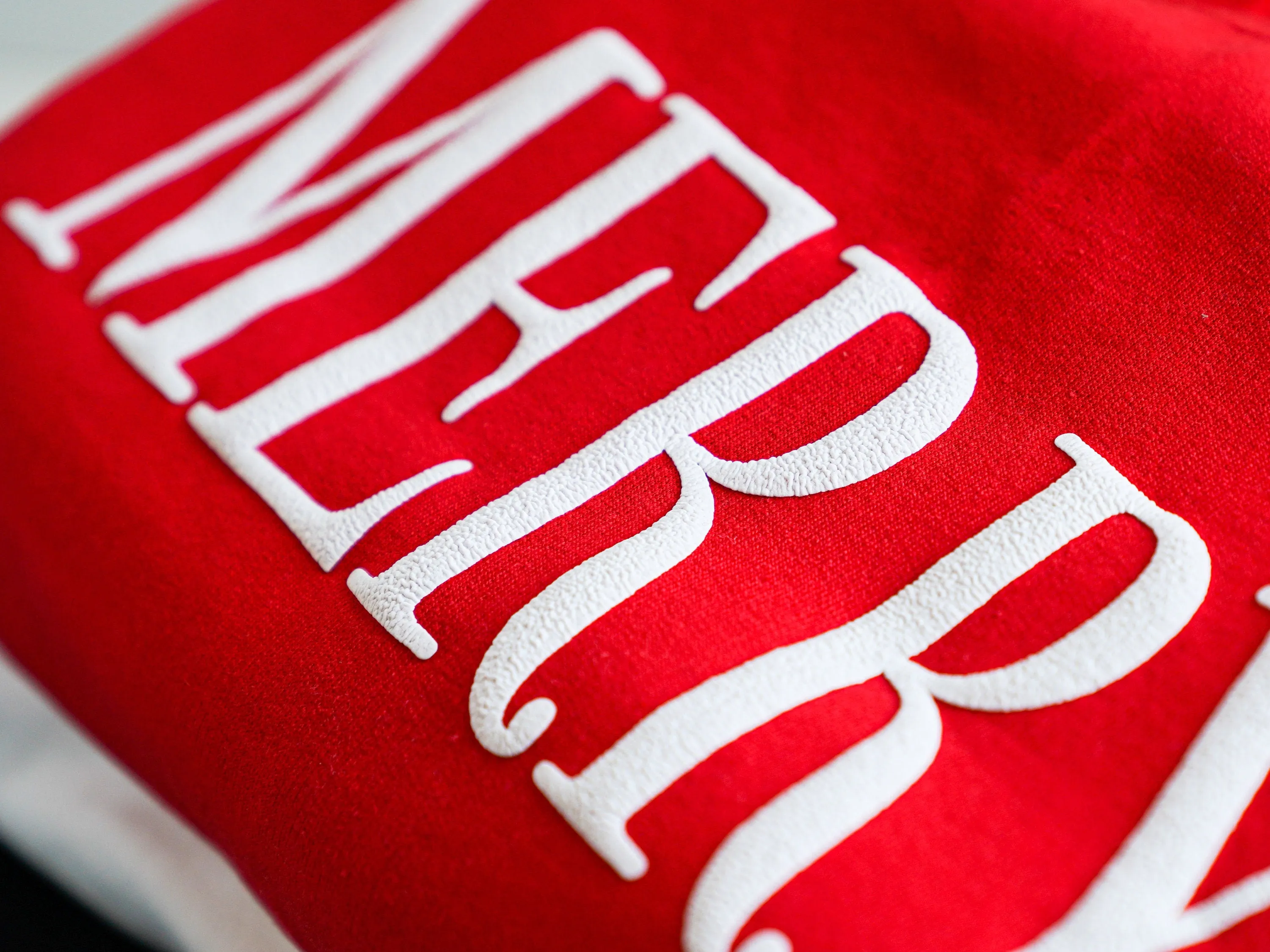Embossed Red Merry Christmas Crewneck
