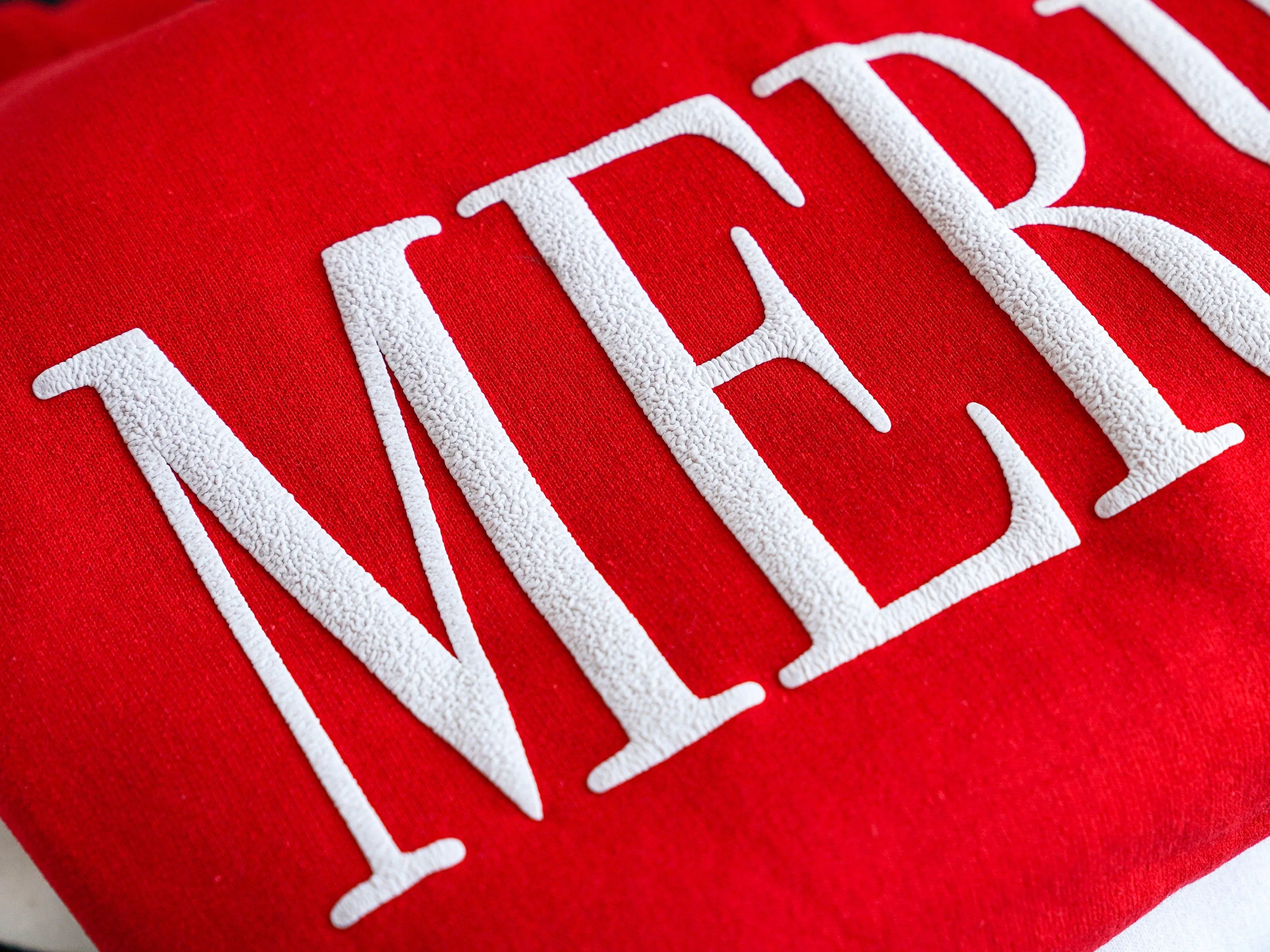 Embossed Red Merry Christmas Crewneck