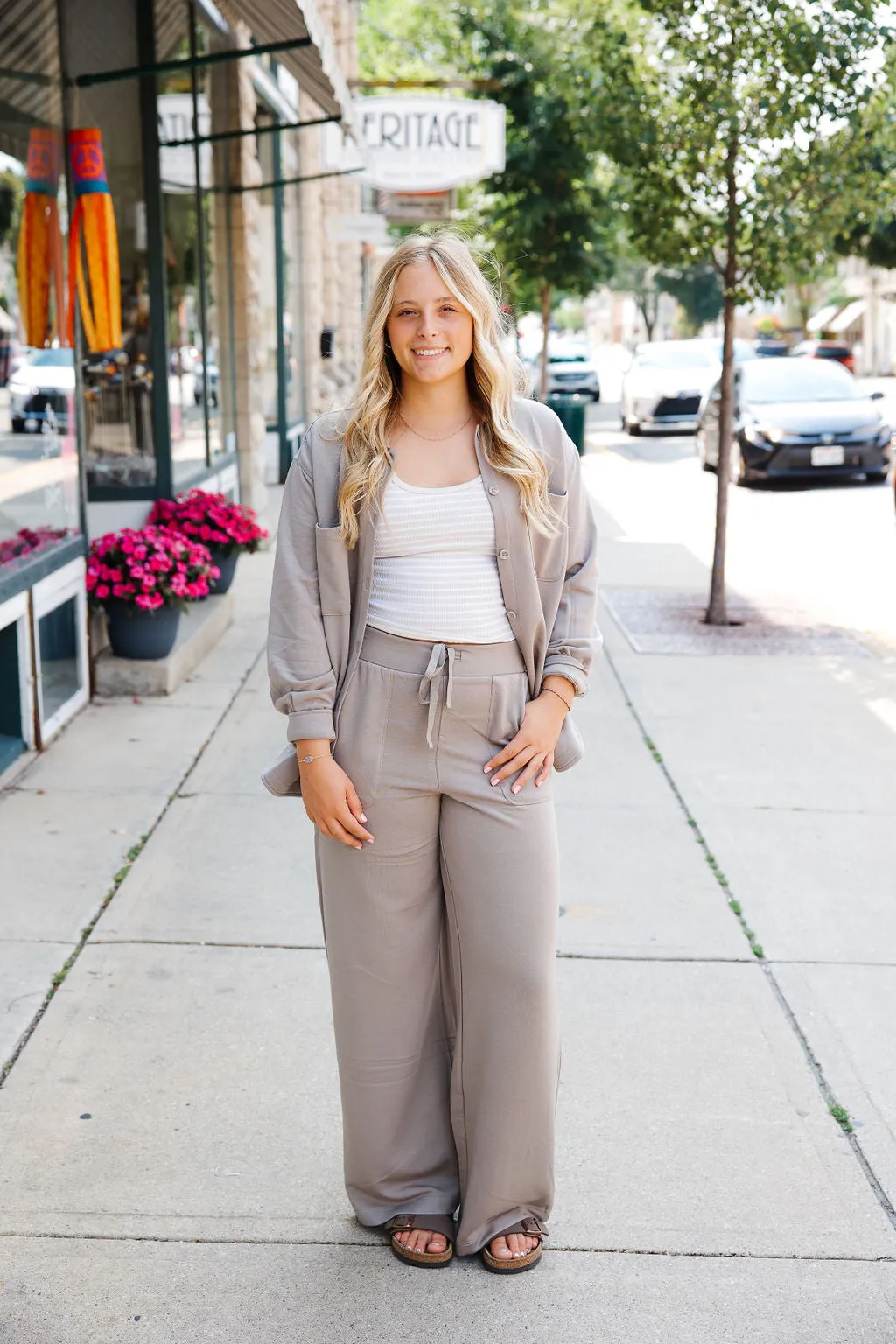 Essy Striped Rib Top-Fossil