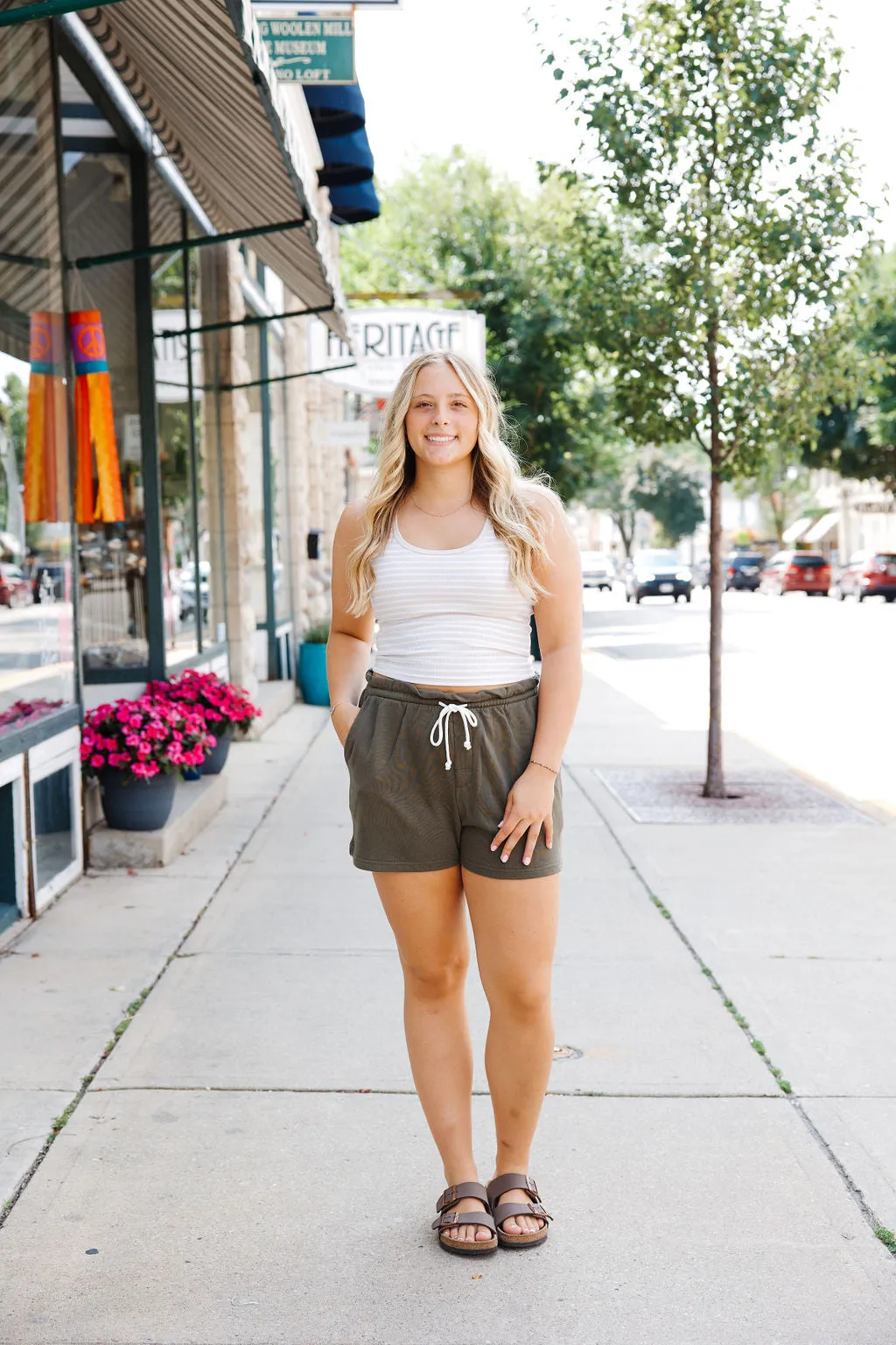 Essy Striped Rib Top-Fossil