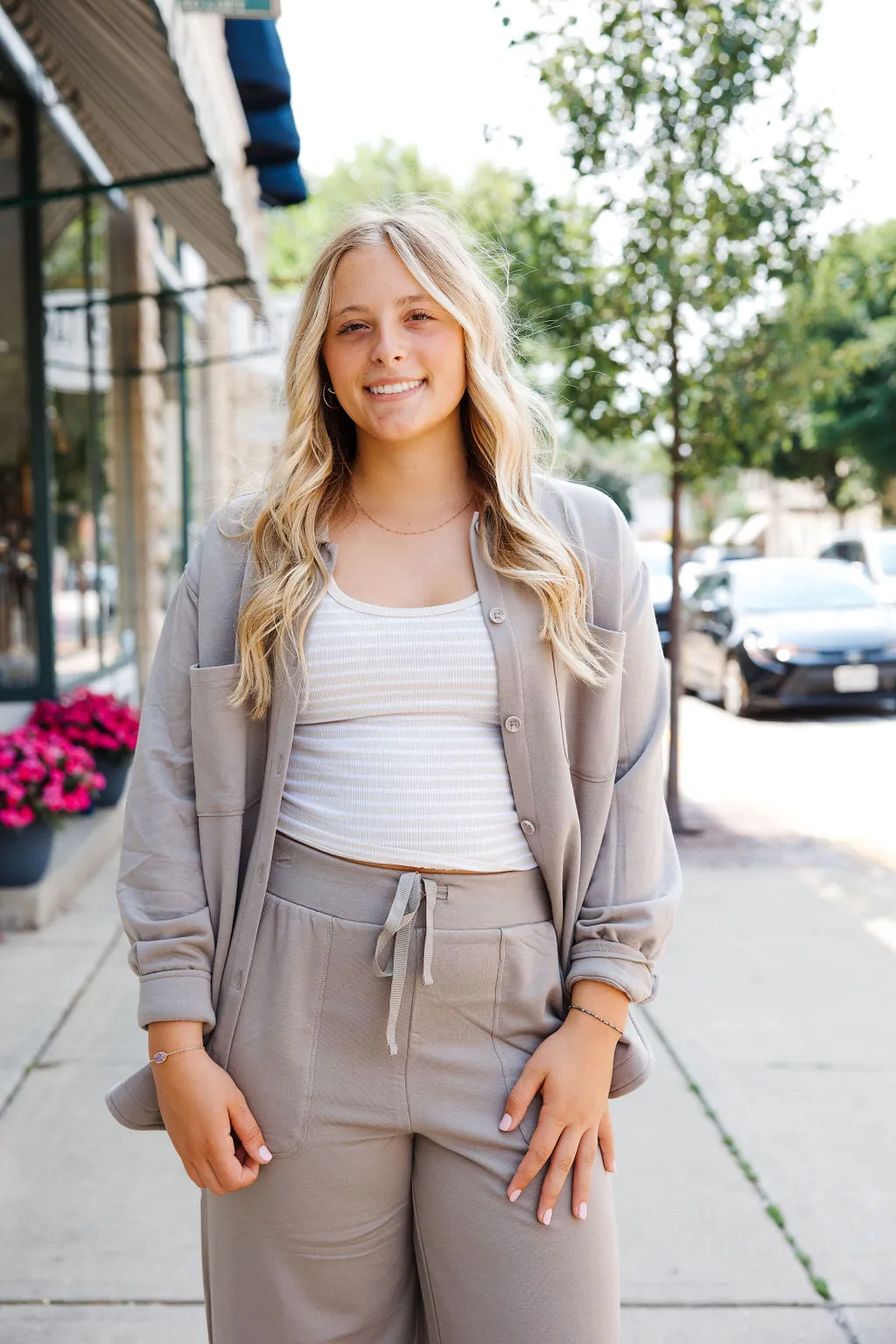 Essy Striped Rib Top-Fossil