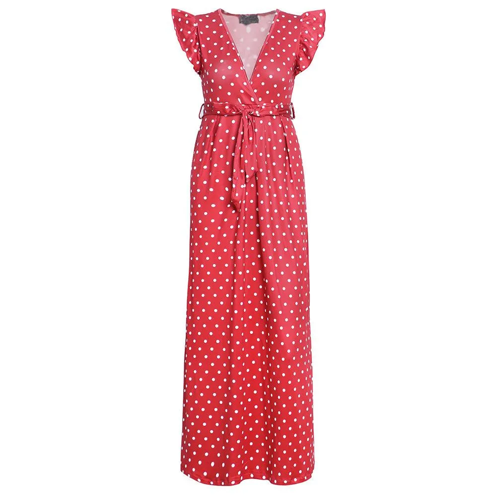 Fashion Summer Dot Print Long Dresses