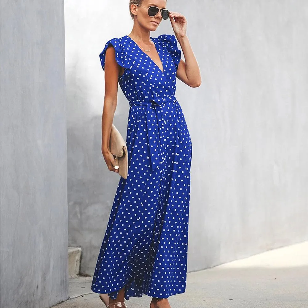 Fashion Summer Dot Print Long Dresses