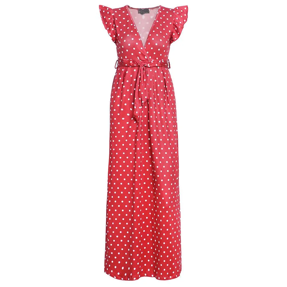 Fashion Summer Dot Print Long Dresses