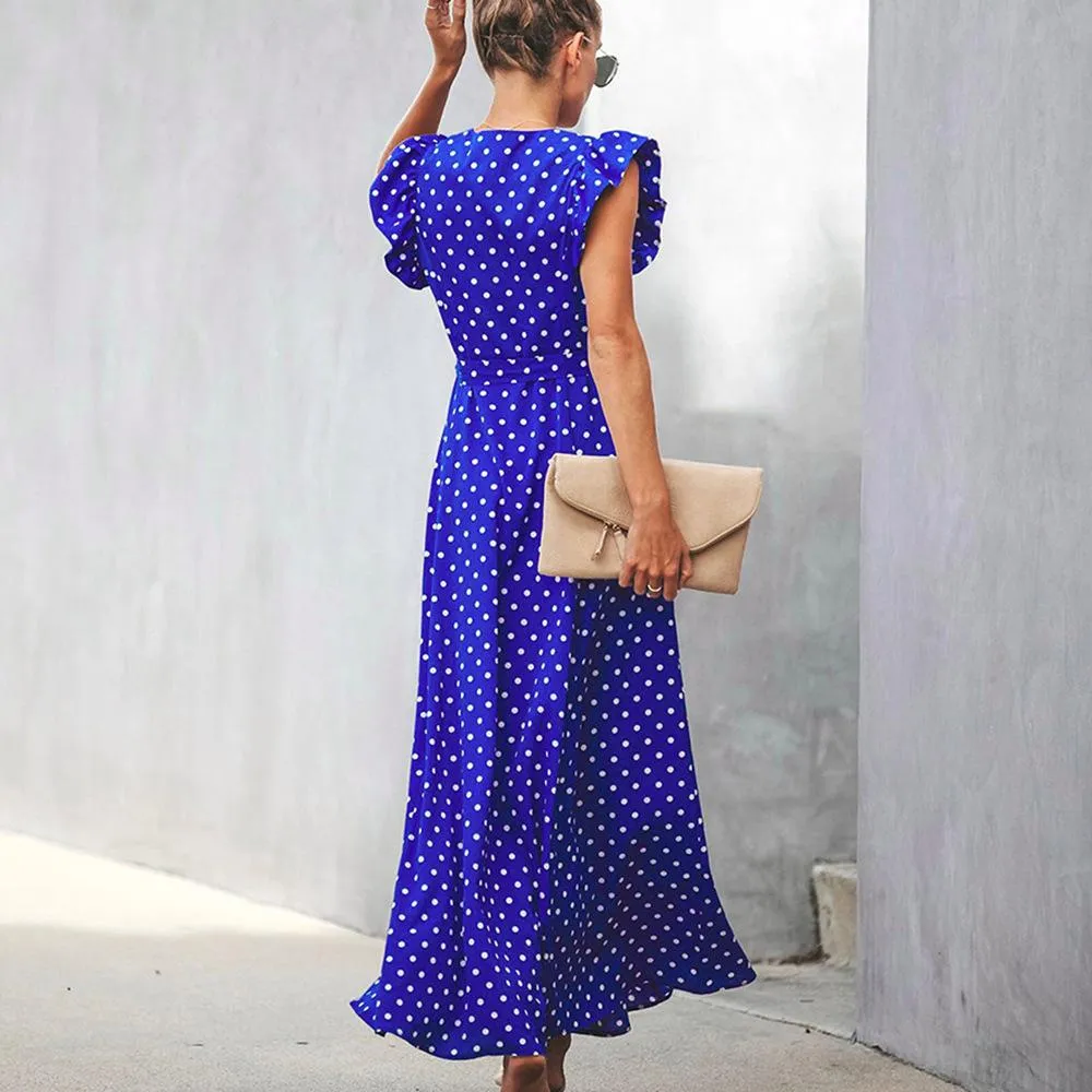 Fashion Summer Dot Print Long Dresses