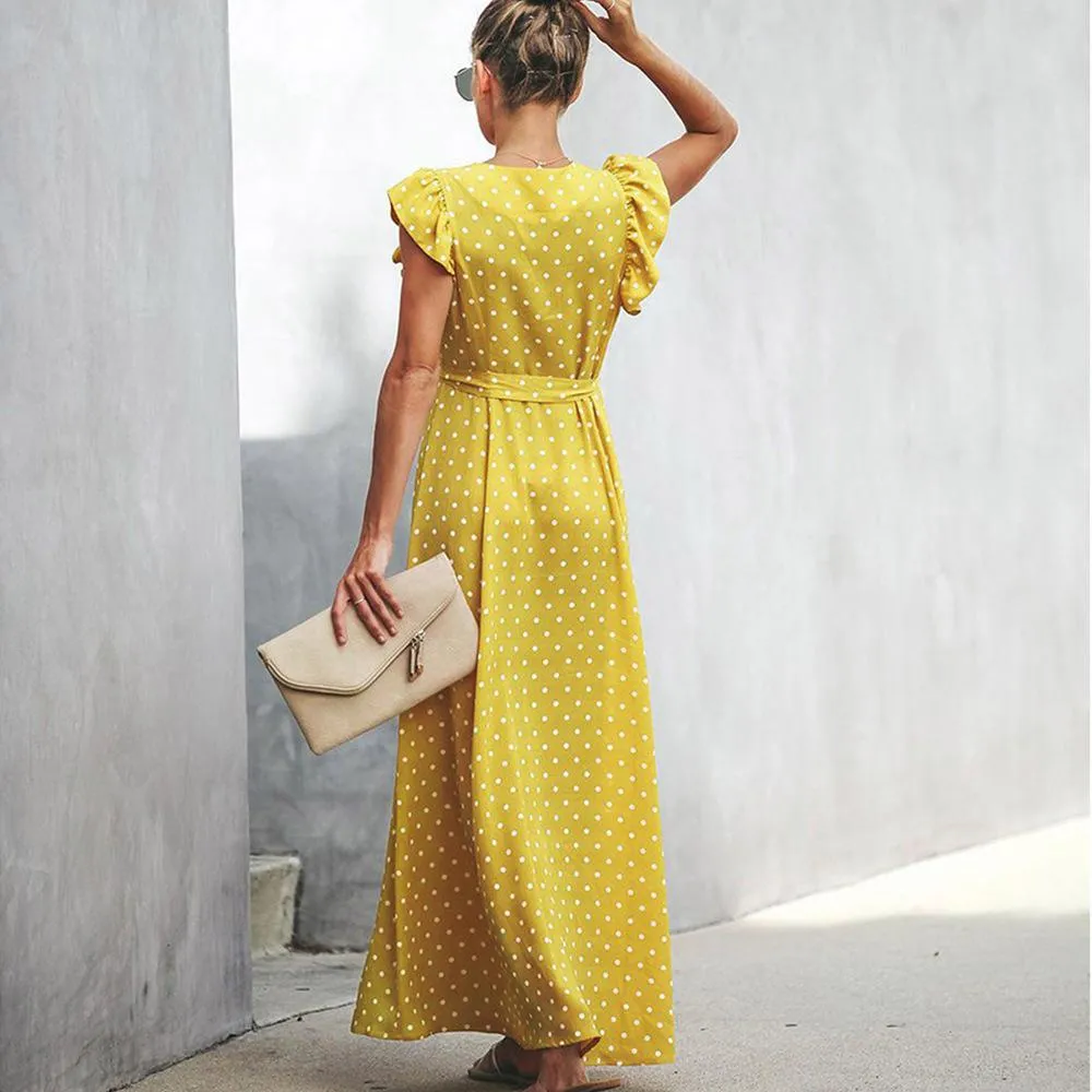 Fashion Summer Dot Print Long Dresses