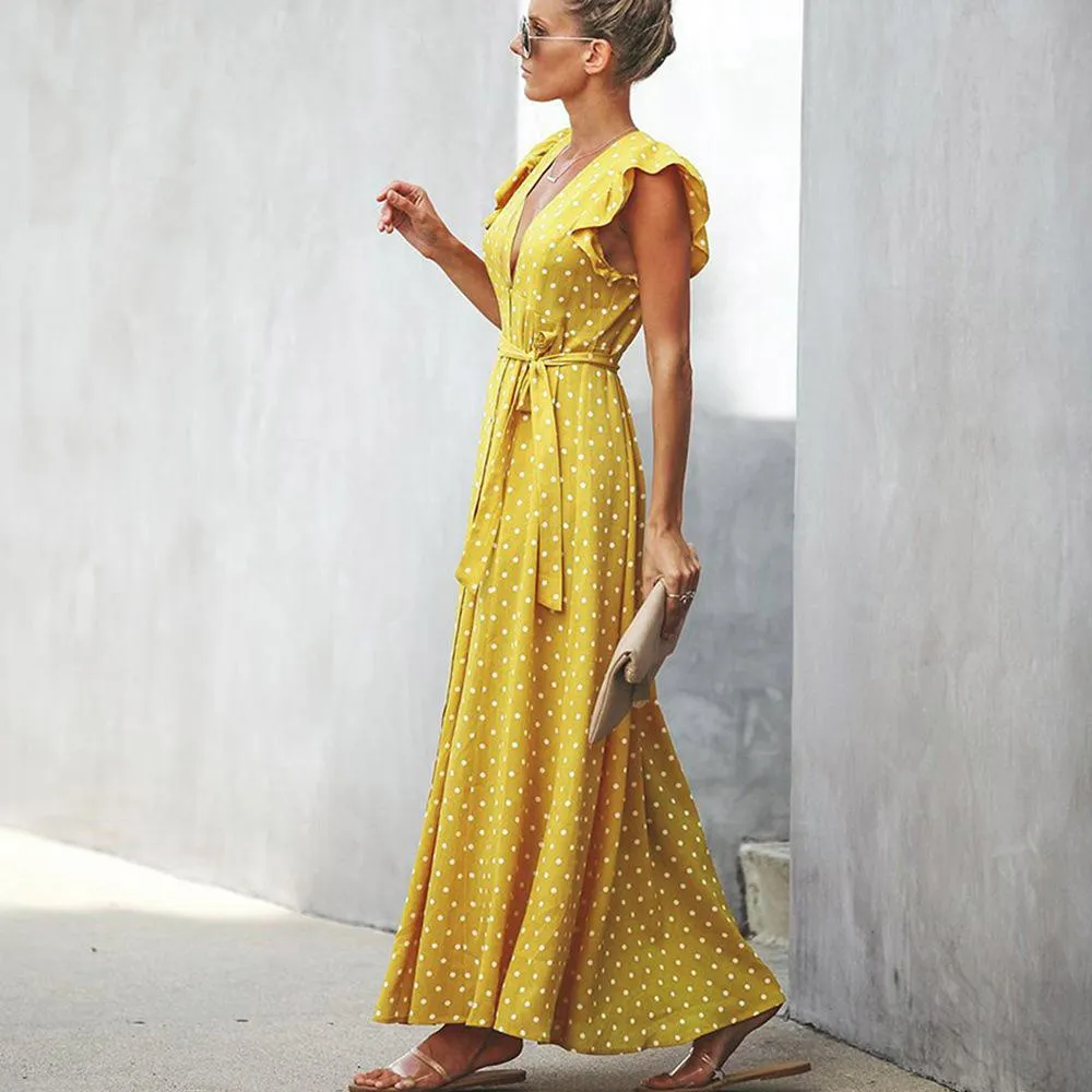Fashion Summer Dot Print Long Dresses