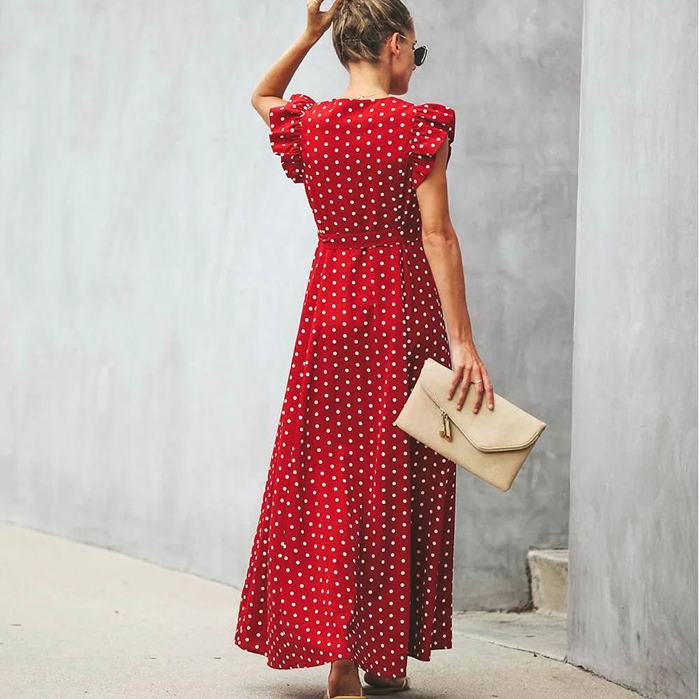Fashion Summer Dot Print Long Dresses