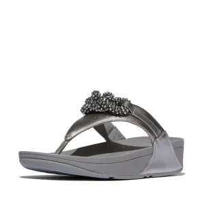 FitFlop Lulu Beaded Chain Leather Sandals - Silvereen
