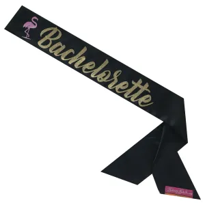 Flamingo Bachelorette Sassy Sash - Black