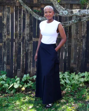 Flared Cargo Cotton Skirt