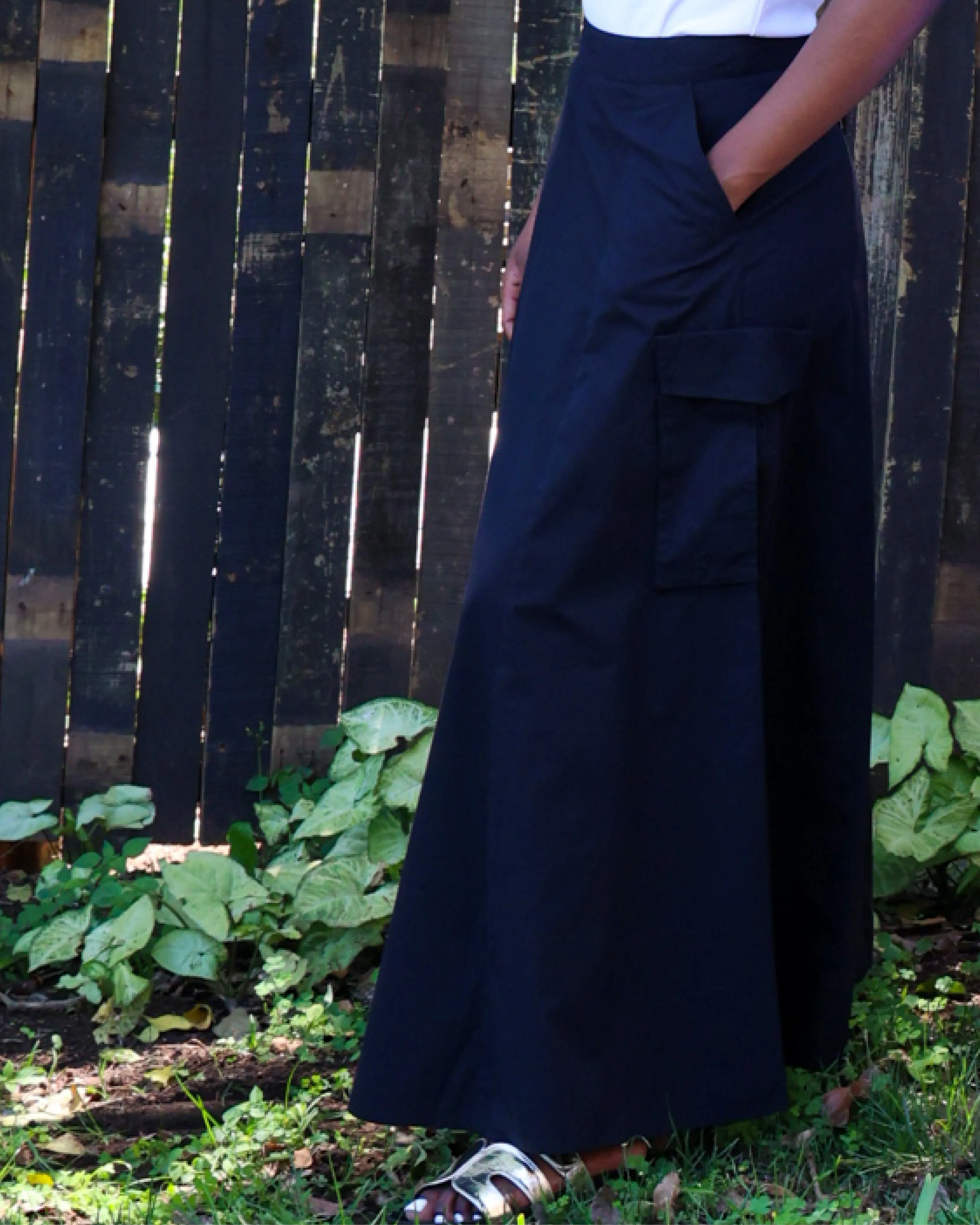 Flared Cargo Cotton Skirt