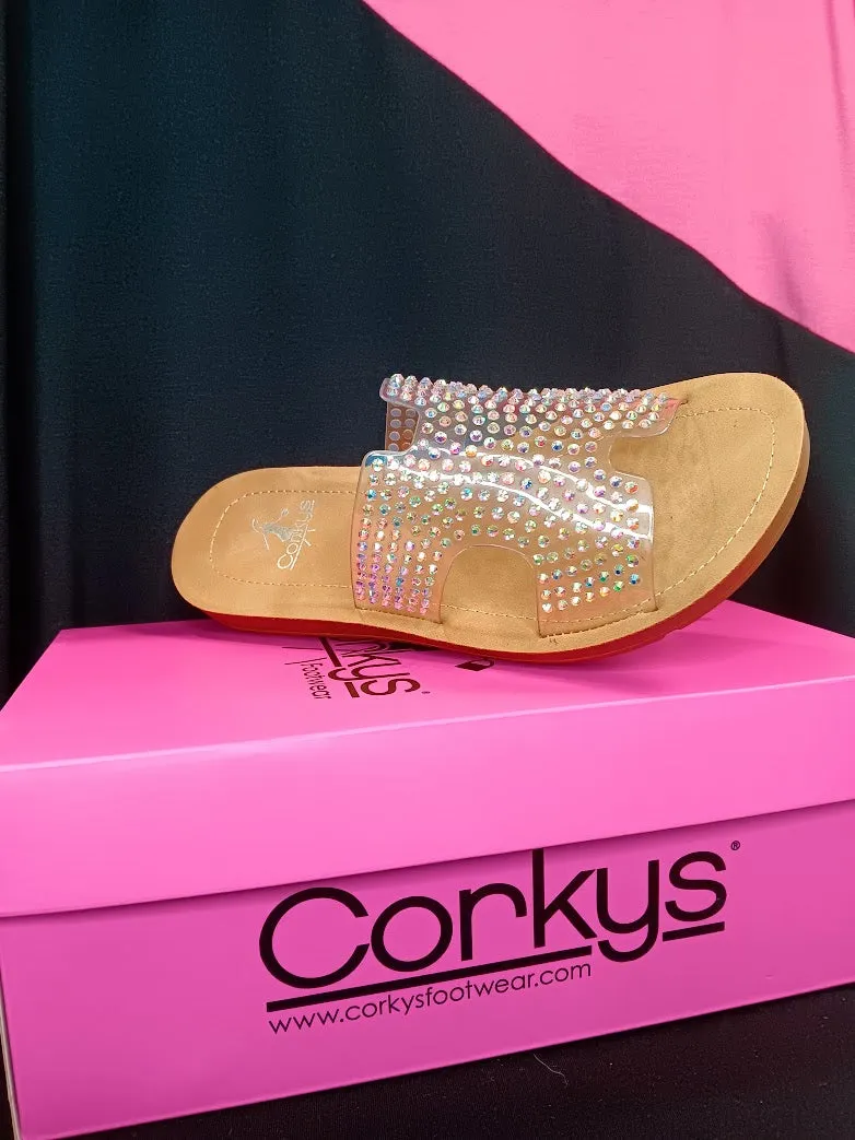 Flat Clear Sandal with Glitter