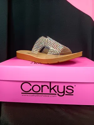 Flat Clear Sandal with Glitter