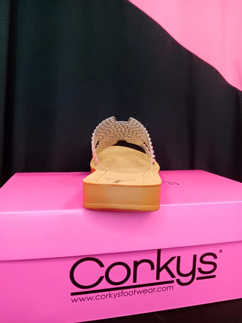 Flat Clear Sandal with Glitter