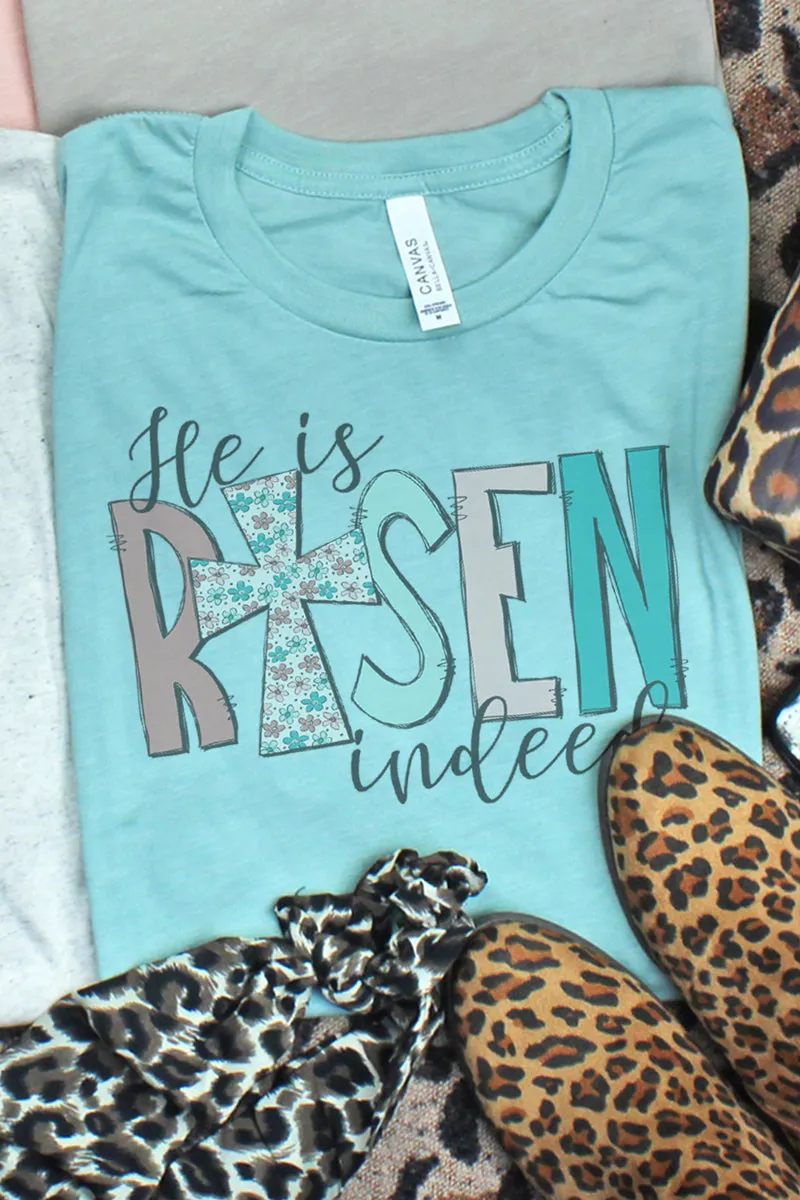 Floral He Is Risen Indeed Tri-Blend Short Sleeve Tee