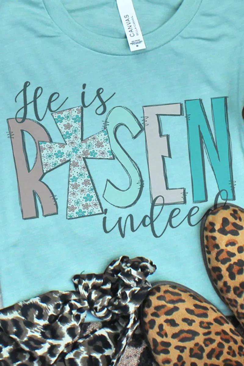Floral He Is Risen Indeed Tri-Blend Short Sleeve Tee
