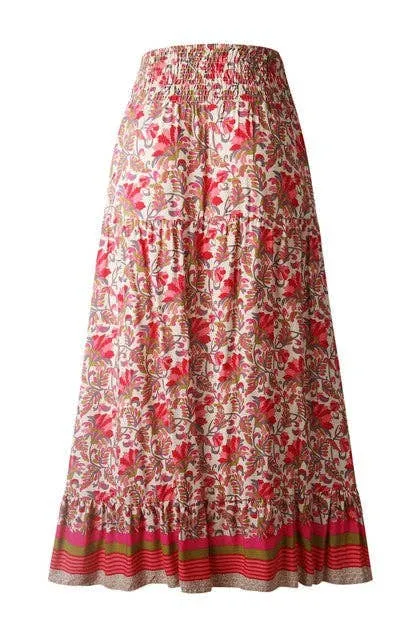 Floral Printed Ruffle Maxi Skirts