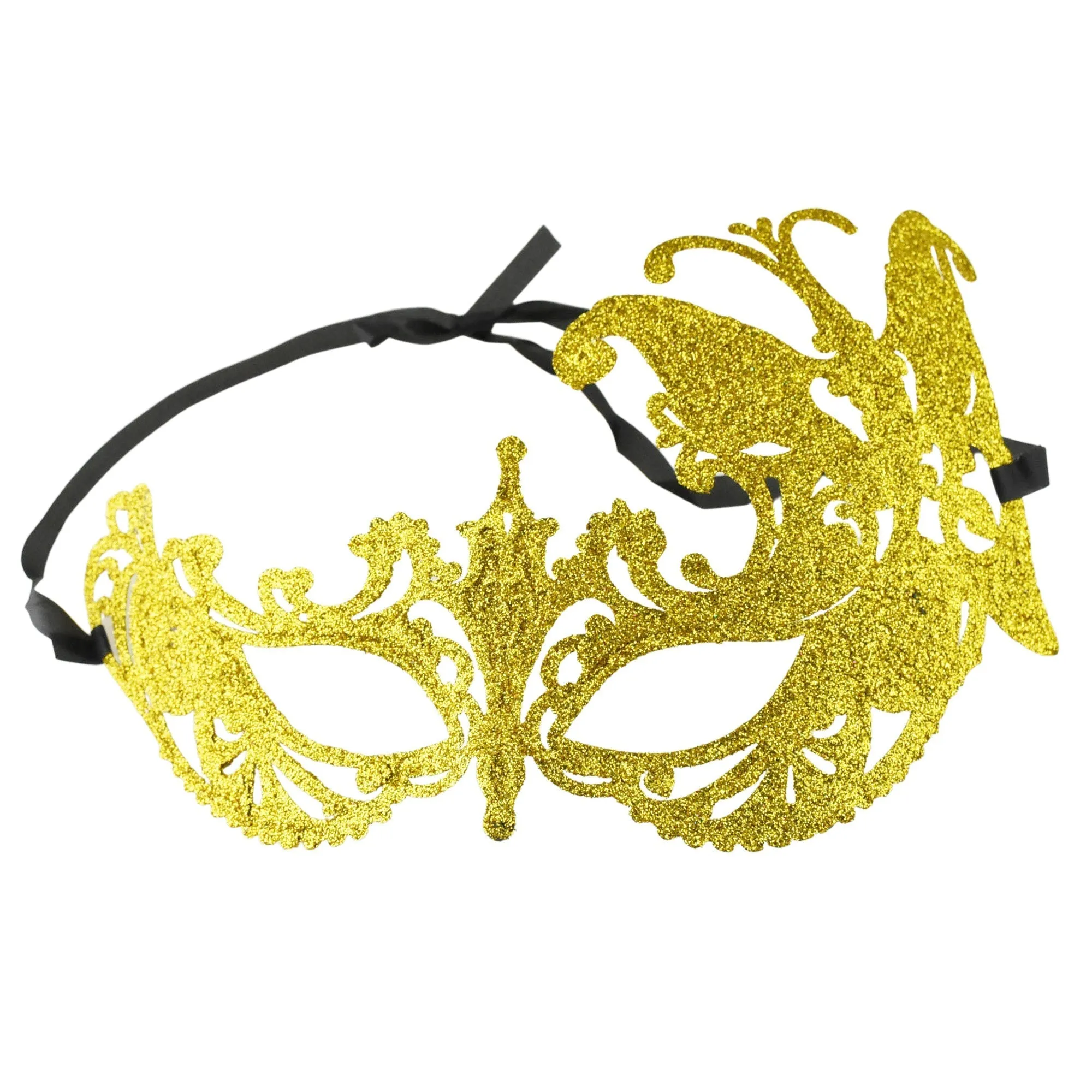 Full Glitter Butterfly Flourish Mask, 9-Inch x 5-Inch