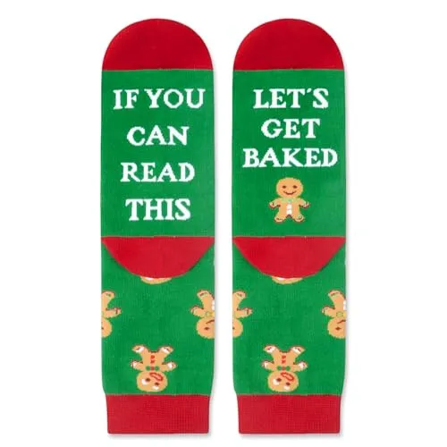 Funny Christmas Vacation Gifts for Kids, Funny Crazy Christmas Socks Holiday Socks for Childen, Gingerbread Socks Santa Socks, Xmas Gifts Girls Boys, Gifts for 7-10 Years Old