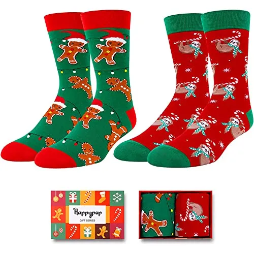 Funny Gingerbread Sloth Socks for Men, Stocking Stuffers, Novelty Christmas Gifts for Him, Best Secret Santa Gifts, Holiday Gifts, Xmas Gifts, Christmas Presents