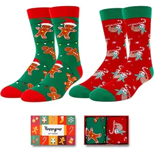 Funny Gingerbread Sloth Socks for Men, Stocking Stuffers, Novelty Christmas Gifts for Him, Best Secret Santa Gifts, Holiday Gifts, Xmas Gifts, Christmas Presents