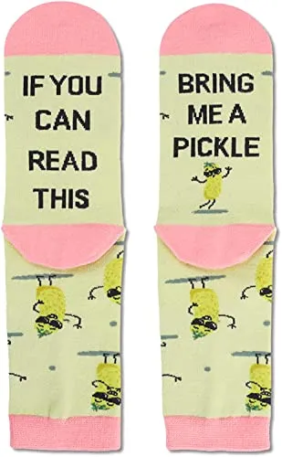Funny Pickle Socks for Women Who Love Pickle, Novelty Pickle Gifts, Women's Gag Gifts, Gifts for Pickle Lovers, Funny Sayings If You Can Read This, Birng Me A Pickle Socks