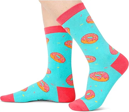 Gift for Mom, Women's Donut Socks, Anniversary Gift for Her, Donut Lover Gift, Funny Food Socks, Novelty Donut Gifts for Women, Funny Donut Socks for Donut Lovers