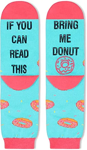 Gift for Mom, Women's Donut Socks, Anniversary Gift for Her, Donut Lover Gift, Funny Food Socks, Novelty Donut Gifts for Women, Funny Donut Socks for Donut Lovers