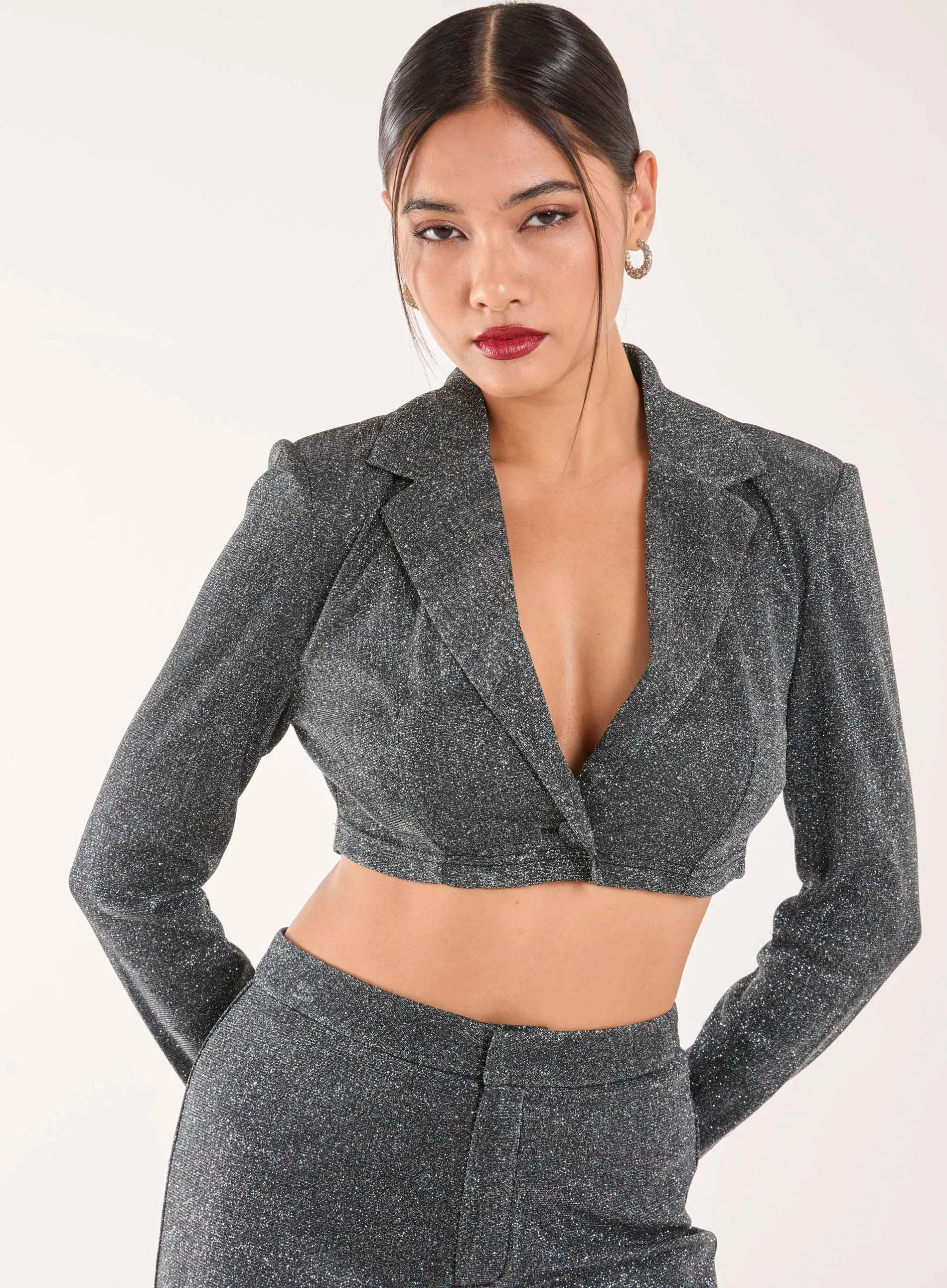 Glitter Cropped Blazer