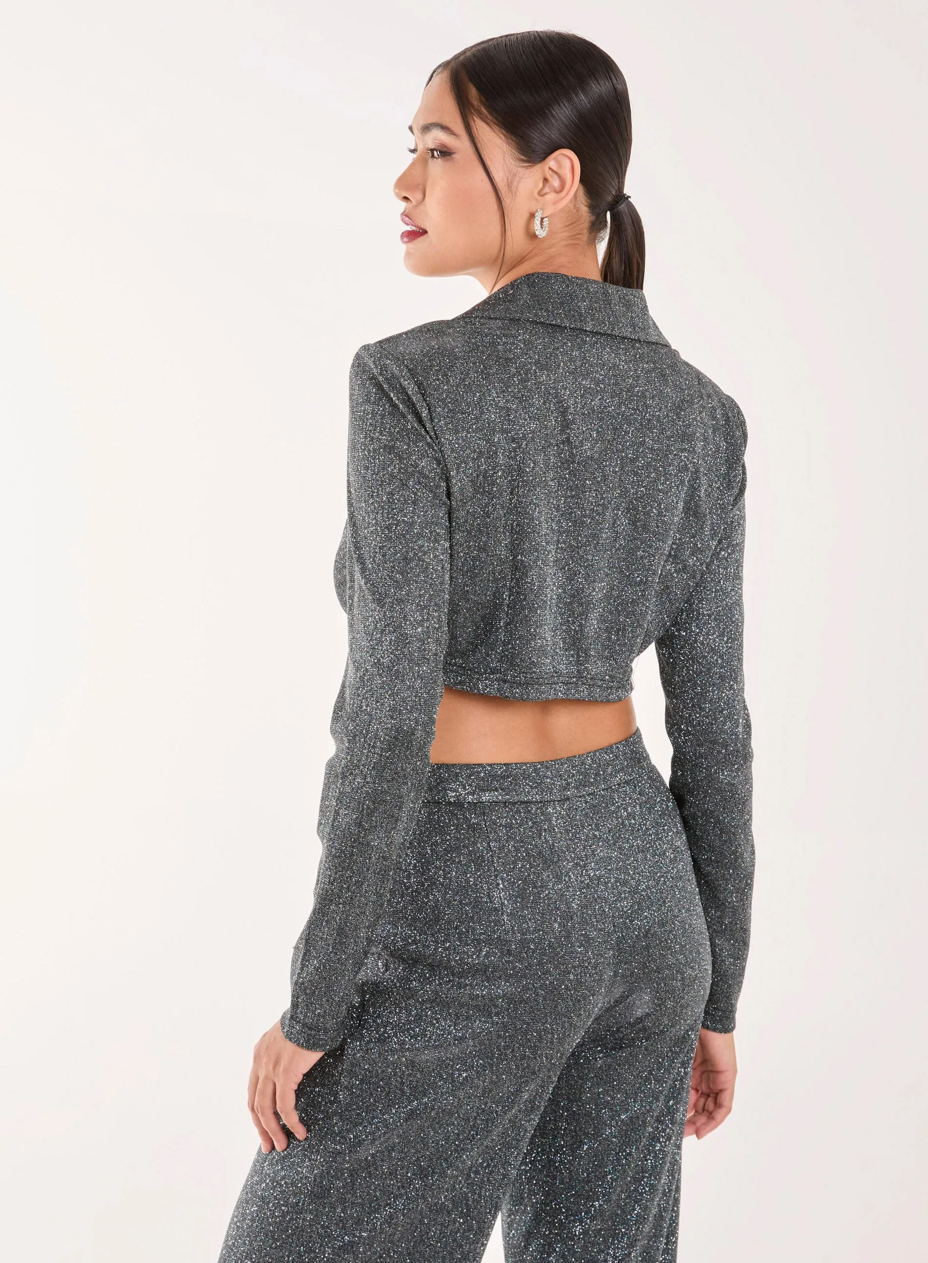 Glitter Cropped Blazer