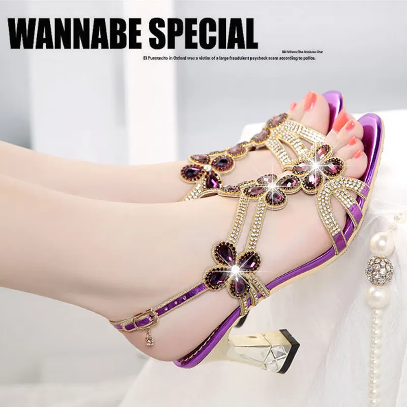 Glitter Rhinestone Glitter Women Open Toe Heels Party Shoes